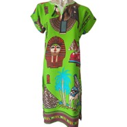 Lime Green Pharaonic Print Tunic Dress